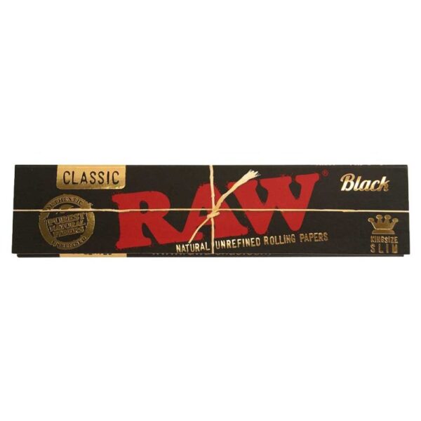 raw classic black rolling paper king size slim